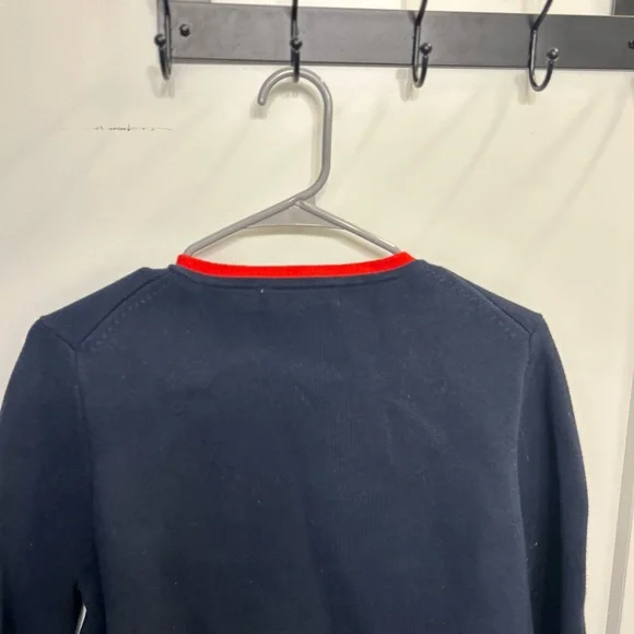 Boden Holly Cropped Knitted Jacket in Navy with Red Trim 100% Cotton - Picture 11 of 11